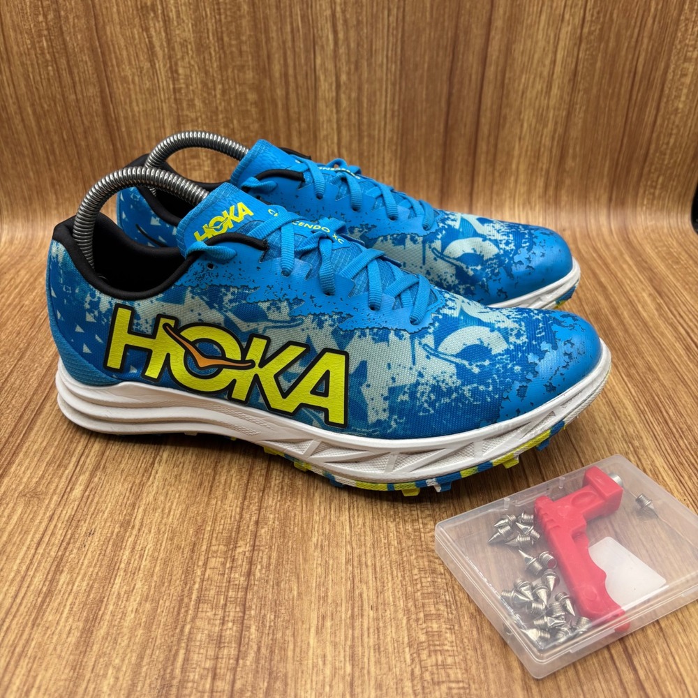 Hoka Crescendo XC Spikes Mens 9 Womens 10.5 Blue Yellow Track Running 1141272
